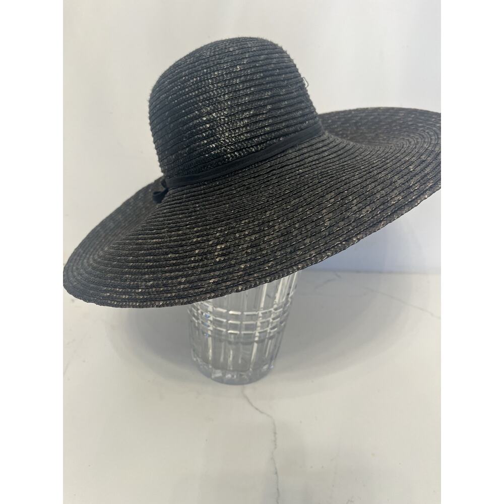 Lola Womens Straw Sun Hat S Black Floppy Wide Brim Packable Resort Festival